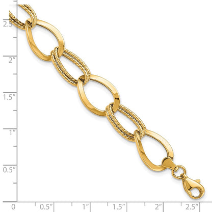 7.5 Zoll 10K Poliert und Strukturiert Glieder Armband