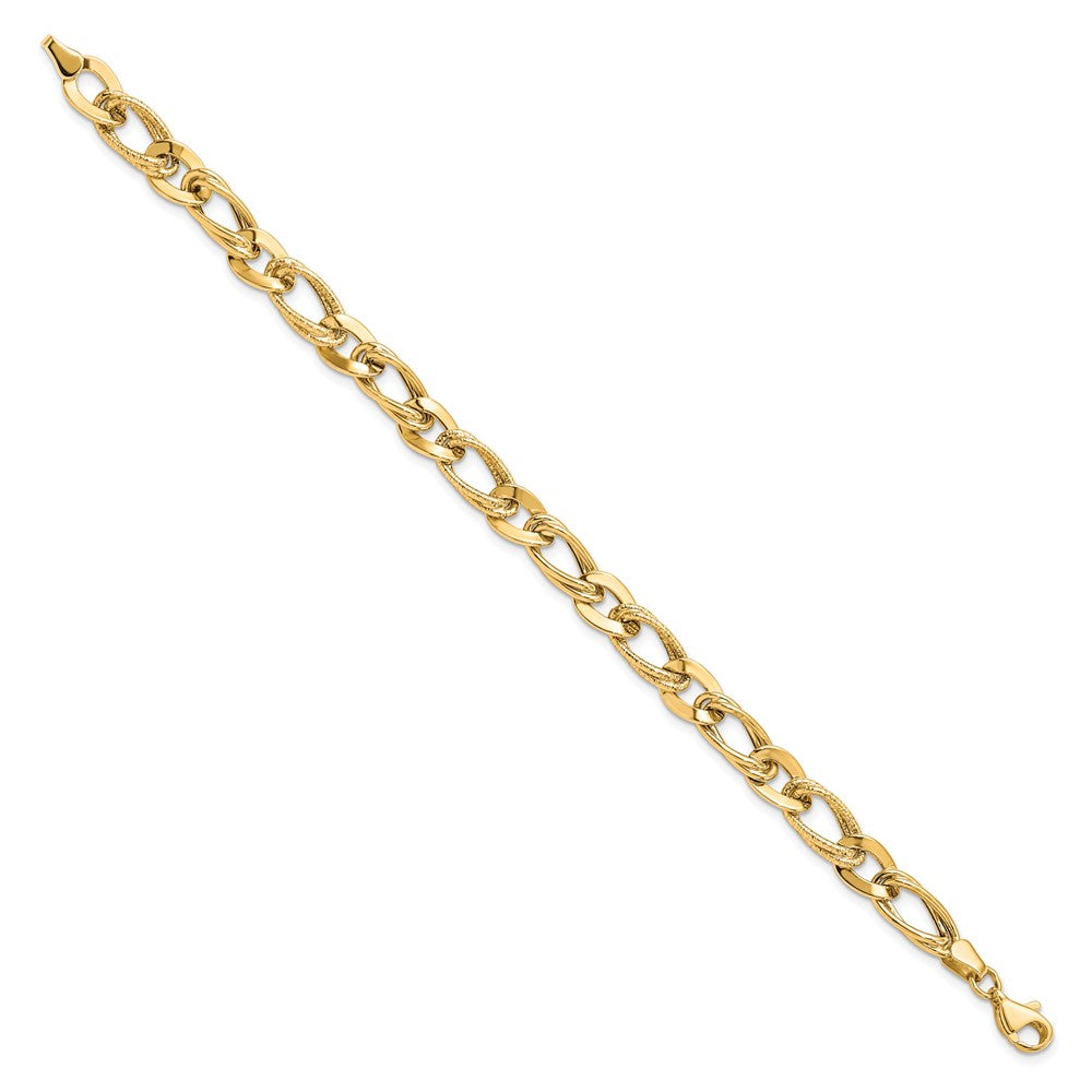 7.25 Zoll 10K Poliert und Strukturiert Glieder Armband