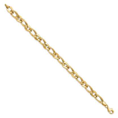 7.25 Zoll 10K Poliert und Strukturiert Glieder Armband