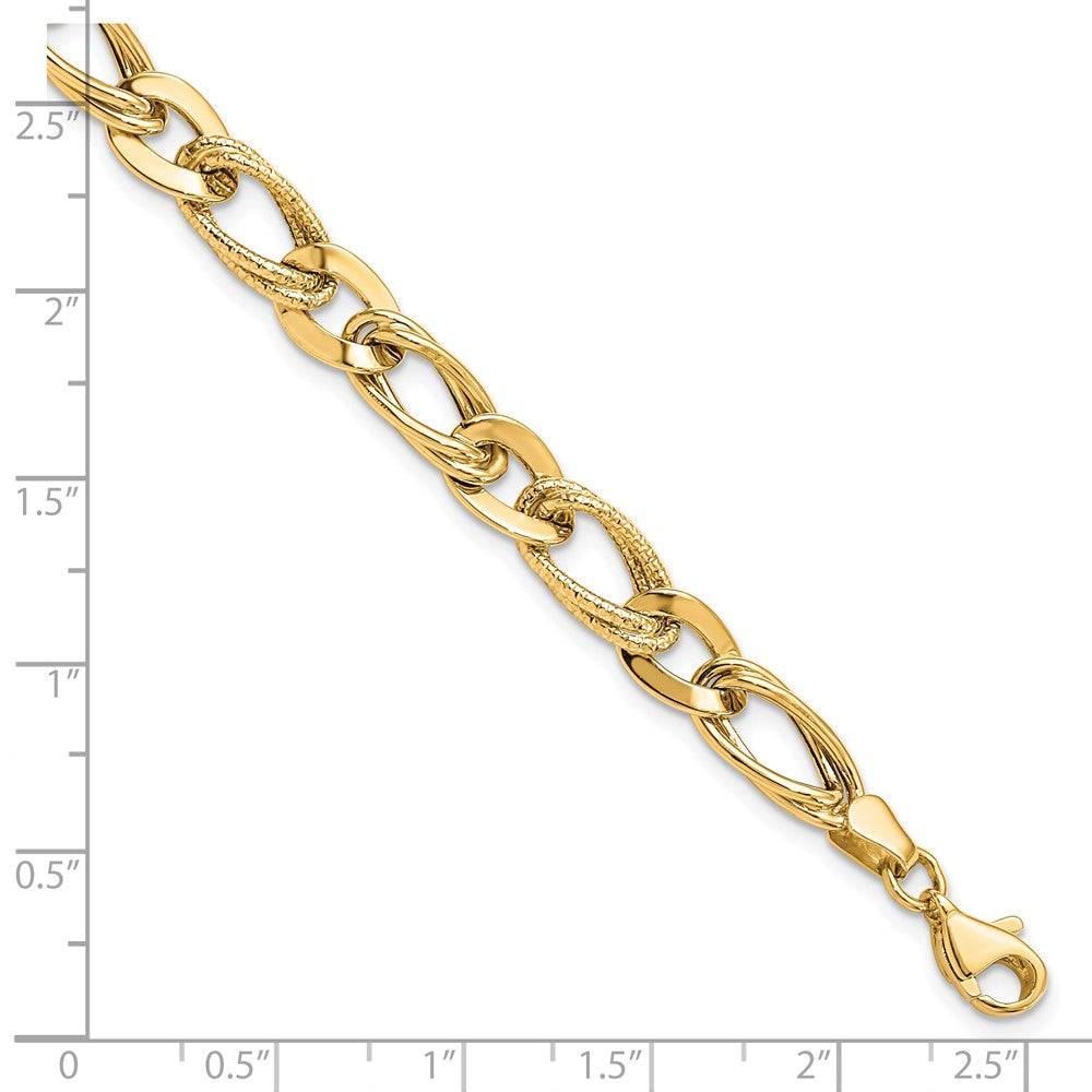 7.25 Zoll 10K Poliert und Strukturiert Glieder Armband