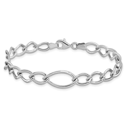 10K Weißgold Poliert Glieder Gliederarmband