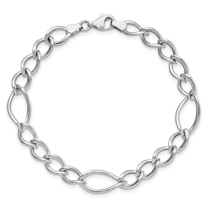 10K Weißgold Poliert Glieder Gliederarmband