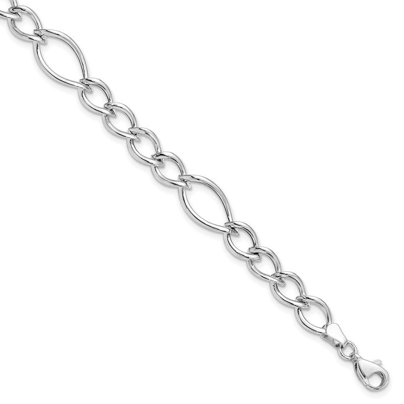 10K Weißgold Poliert Glieder Gliederarmband