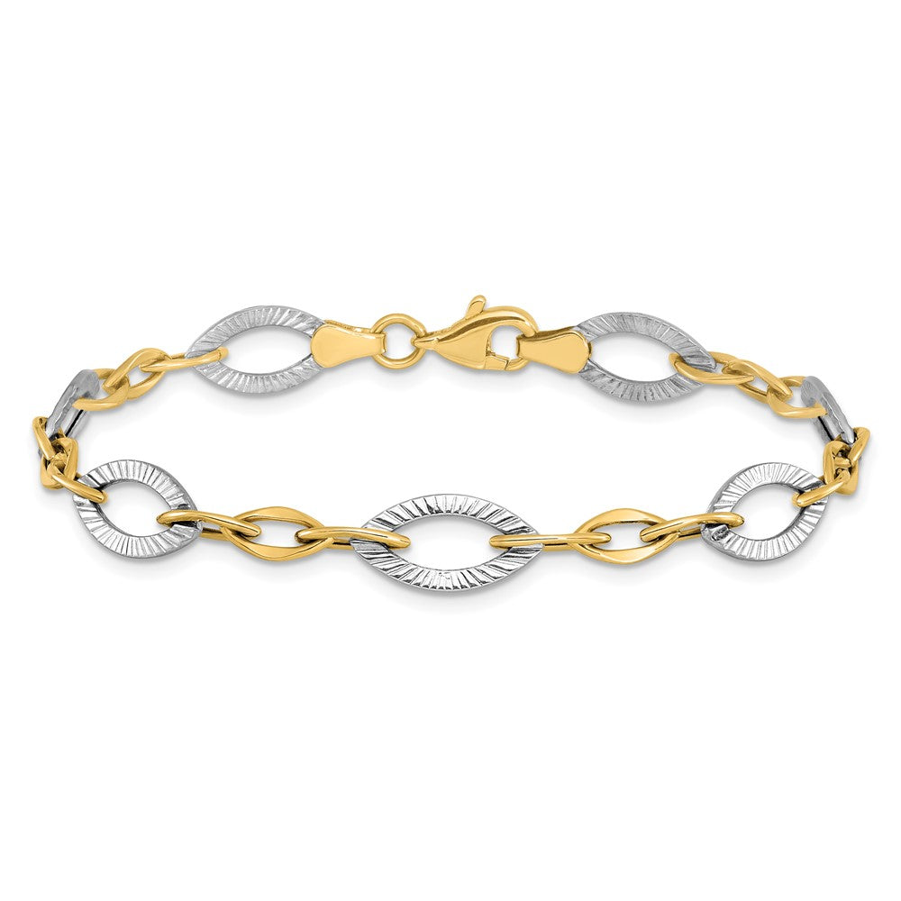 10K Bicolor Poliert und Strukturiert Glieder Gliederarmband