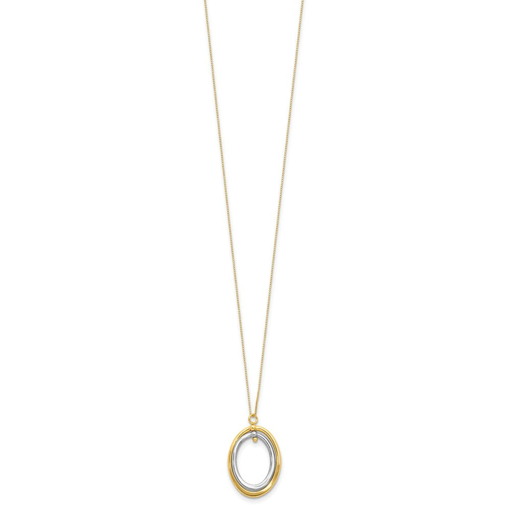 10K Bicolor Poliert Oval Halskette