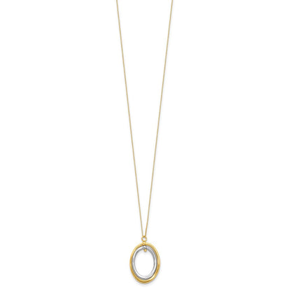 10K Bicolor Poliert Oval Halskette