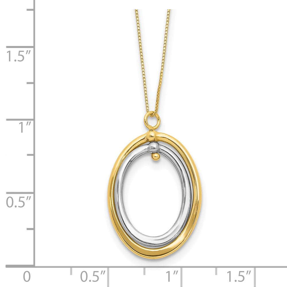 10K Bicolor Poliert Oval Halskette
