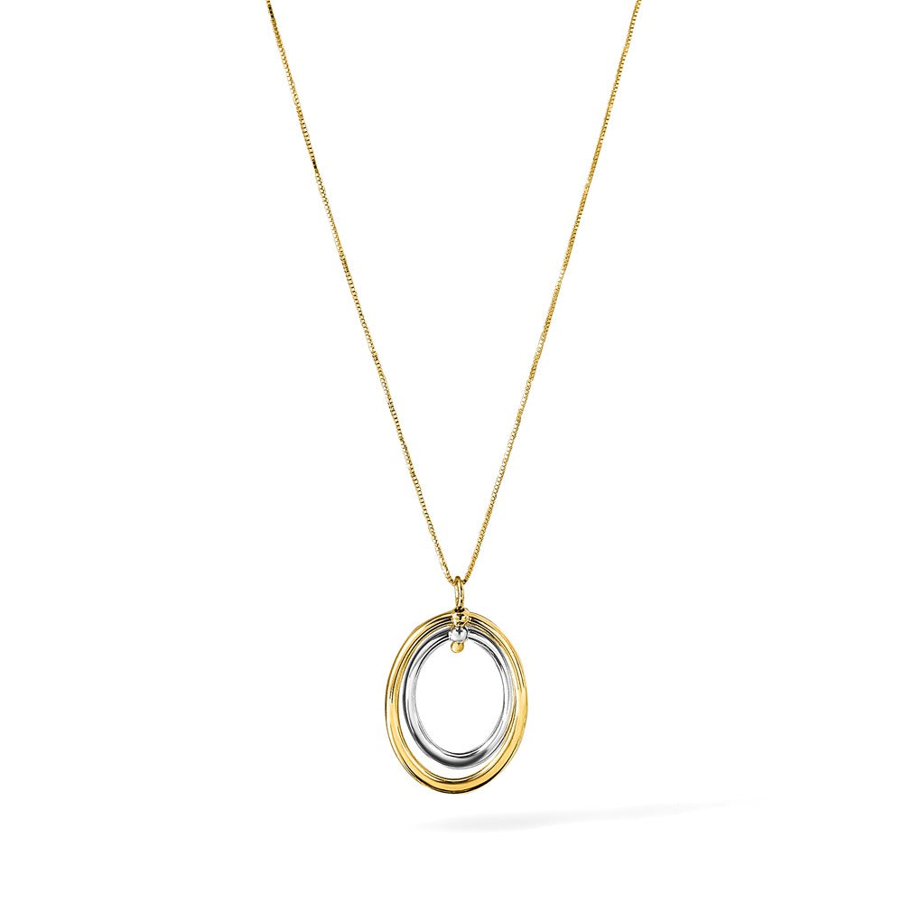 10K Bicolor Poliert Oval Halskette