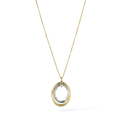 10K Bicolor Poliert Oval Halskette