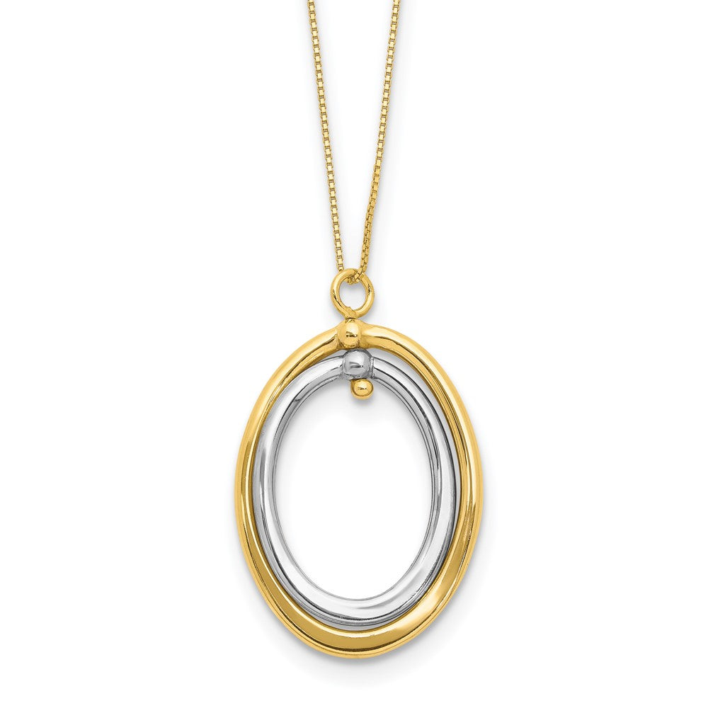 10K Bicolor Poliert Oval Halskette