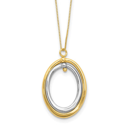 10K Bicolor Poliert Oval Halskette