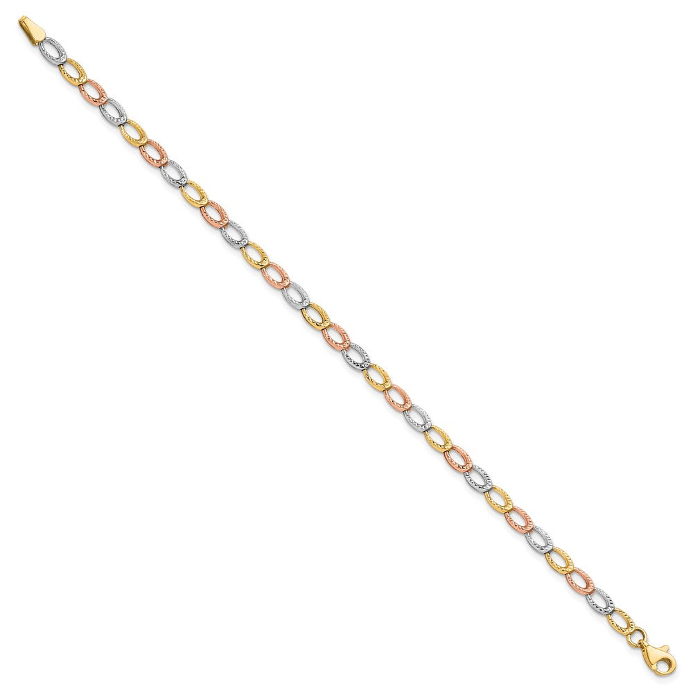 7.25 Zoll 10K Tricolor Diamantiert Armband