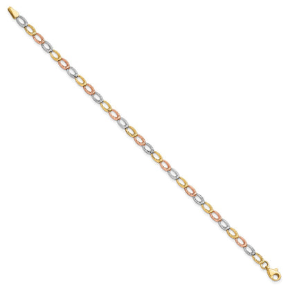 7.25 Zoll 10K Tricolor Diamantiert Armband
