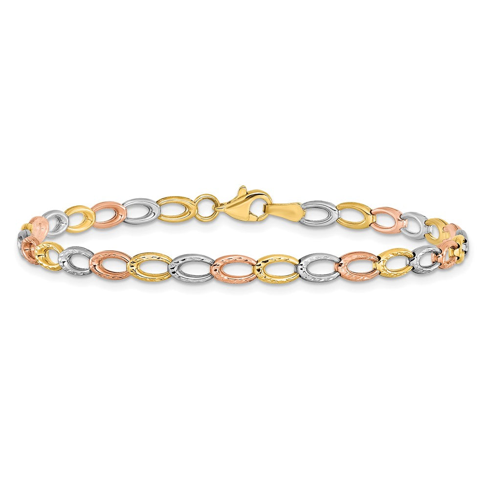 7.25 Zoll 10K Tricolor Diamantiert Armband