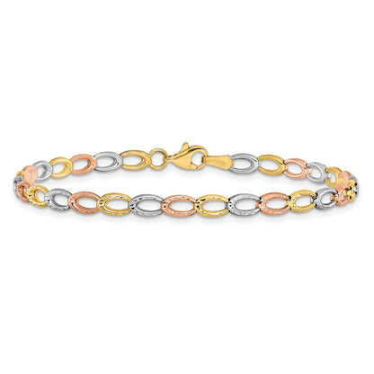 7.25 Zoll 10K Tricolor Diamantiert Armband