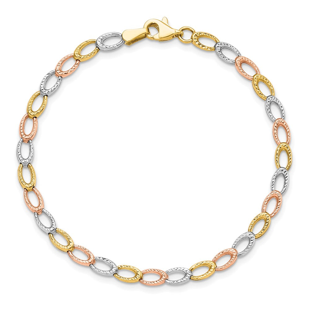 7.25 Zoll 10K Tricolor Diamantiert Armband
