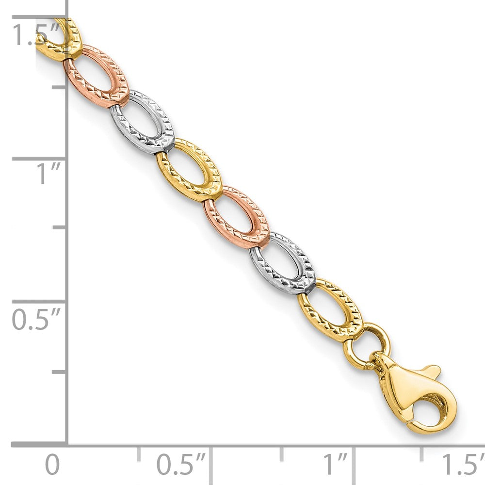 7.25 Zoll 10K Tricolor Diamantiert Armband