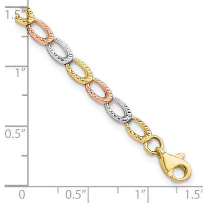 7.25 Zoll 10K Tricolor Diamantiert Armband
