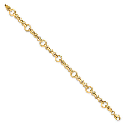 10K Gelbgold Poliert Diamantiert Fantasieglieder Gliederarmband