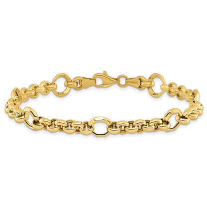 10K Gelbgold Poliert Diamantiert Fantasieglieder Gliederarmband