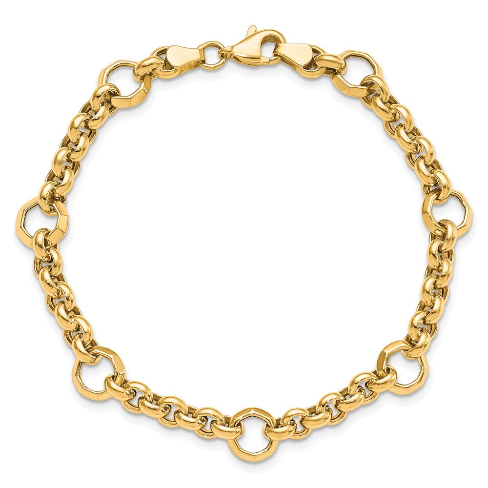 10K Gelbgold Poliert Diamantiert Fantasieglieder Gliederarmband