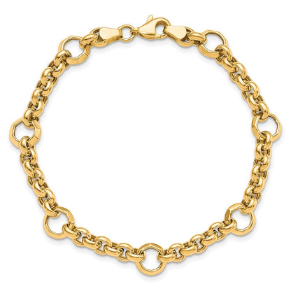 10K Gelbgold Poliert Diamantiert Fantasieglieder Gliederarmband