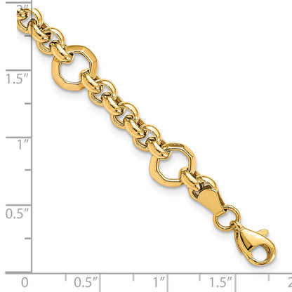 10K Gelbgold Poliert Diamantiert Fantasieglieder Gliederarmband