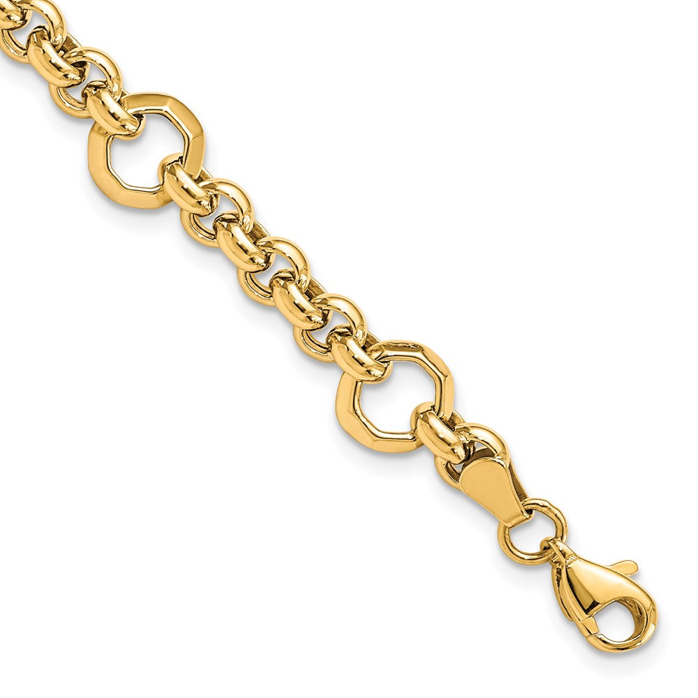 10K Gelbgold Poliert Diamantiert Fantasieglieder Gliederarmband