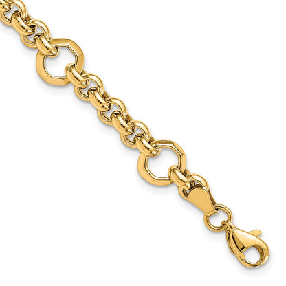 10K Gelbgold Poliert Diamantiert Fantasieglieder Gliederarmband
