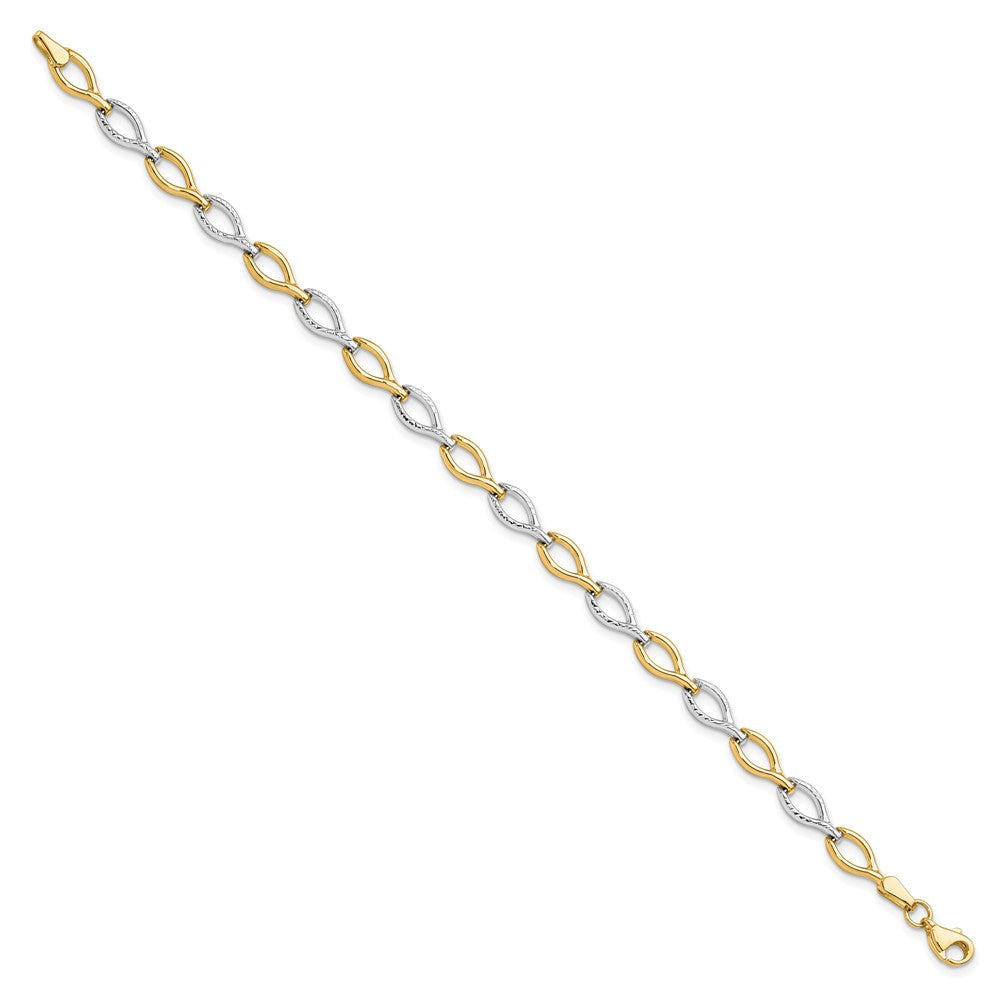 7.5 Zoll 10K Bicolor Poliert Diamantiert Armband