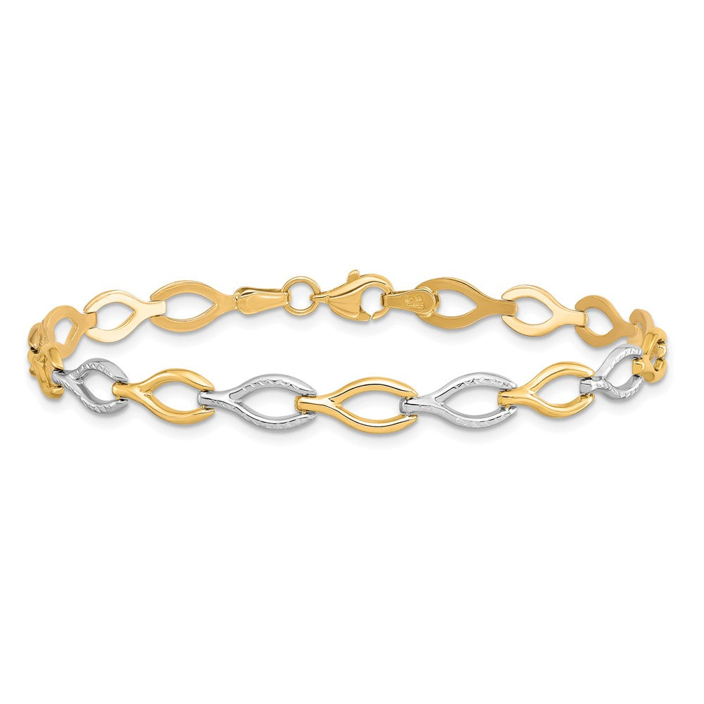 7.5 Zoll 10K Bicolor Poliert Diamantiert Armband