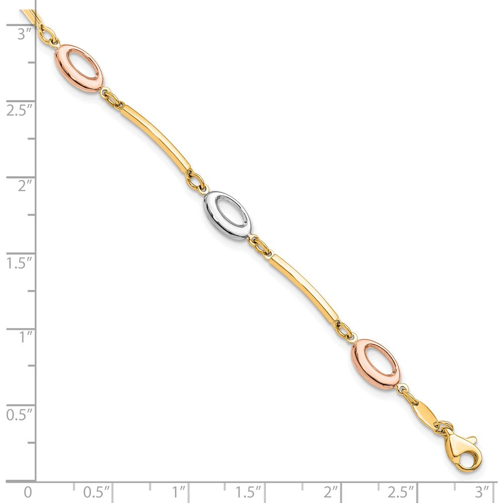 7.5 Zoll 10K Tricolor Poliert Armband