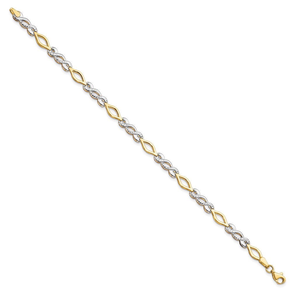7.5 Zoll 10K Bicolor Poliert Diamantiert Armband