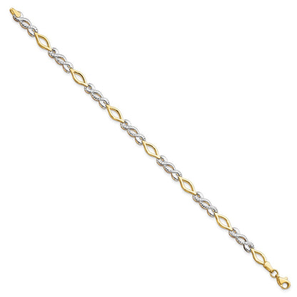 7.5 Zoll 10K Bicolor Poliert Diamantiert Armband