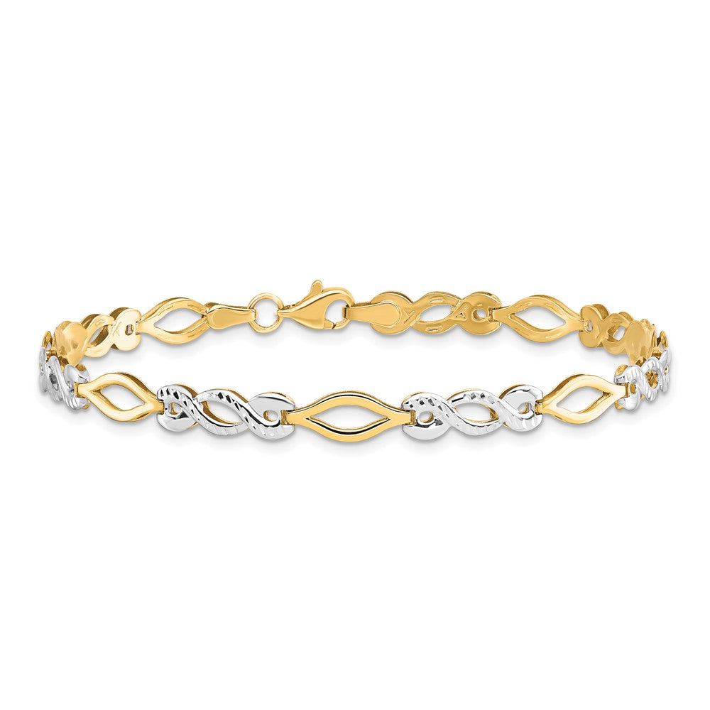 7.5 Zoll 10K Bicolor Poliert Diamantiert Armband