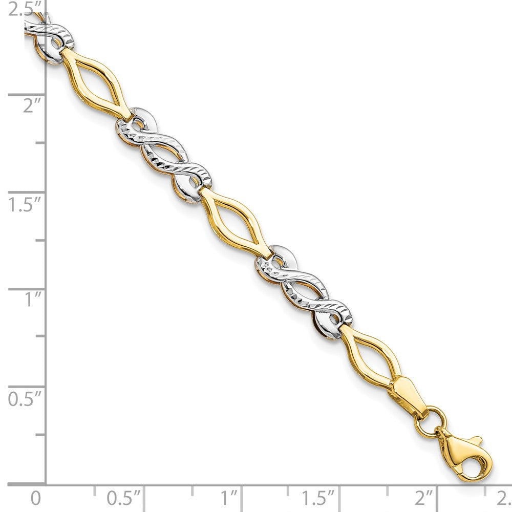 7.5 Zoll 10K Bicolor Poliert Diamantiert Armband