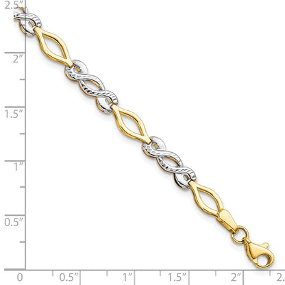 7.5 Zoll 10K Bicolor Poliert Diamantiert Armband