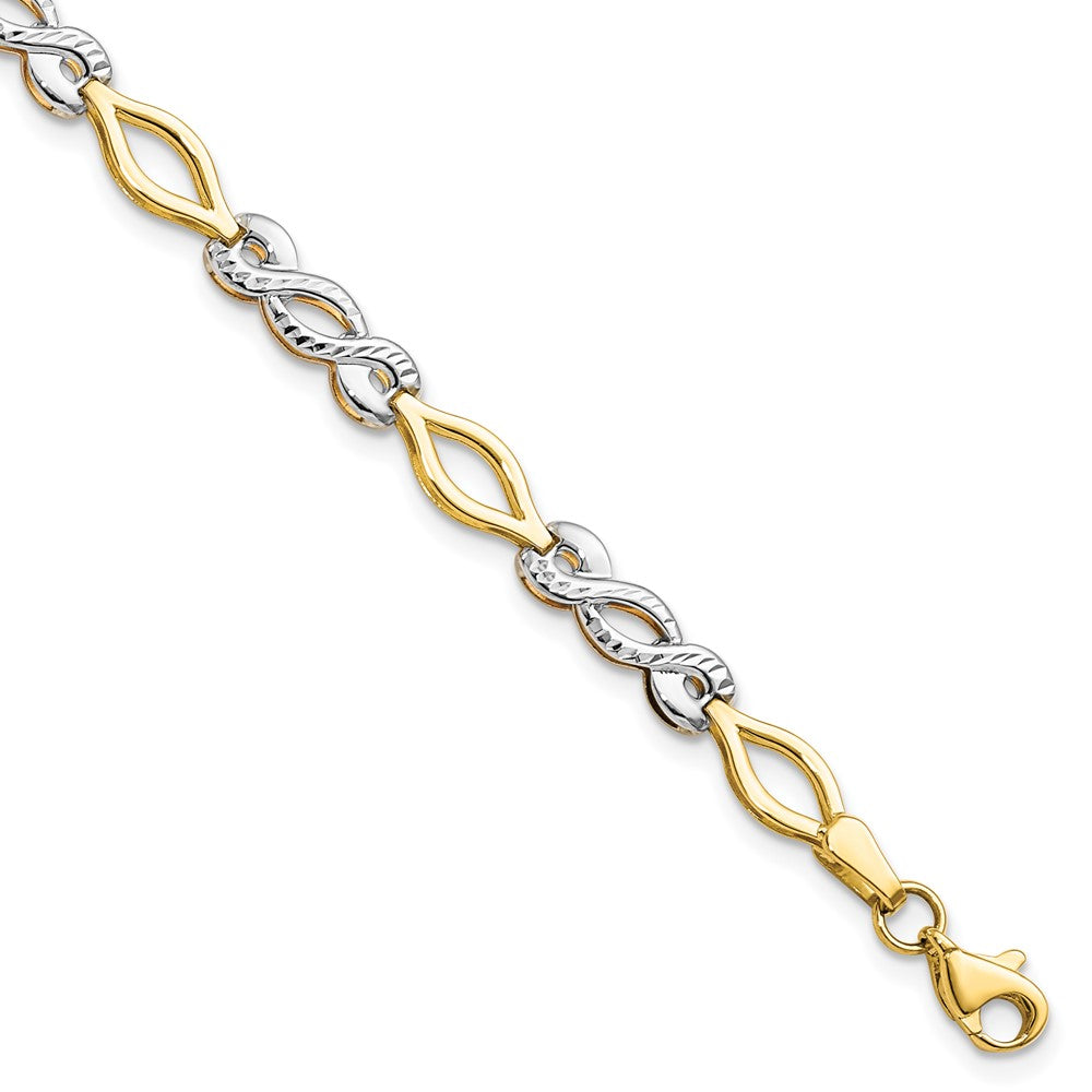 7.5 Zoll 10K Bicolor Poliert Diamantiert Armband