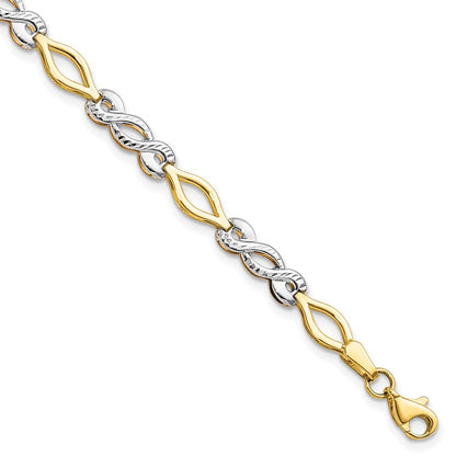7.5 Zoll 10K Bicolor Poliert Diamantiert Armband