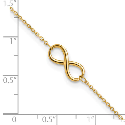 10K Gelbgold Poliert Unendlichkeit mit 1 Zoll Verlängerung. Armband