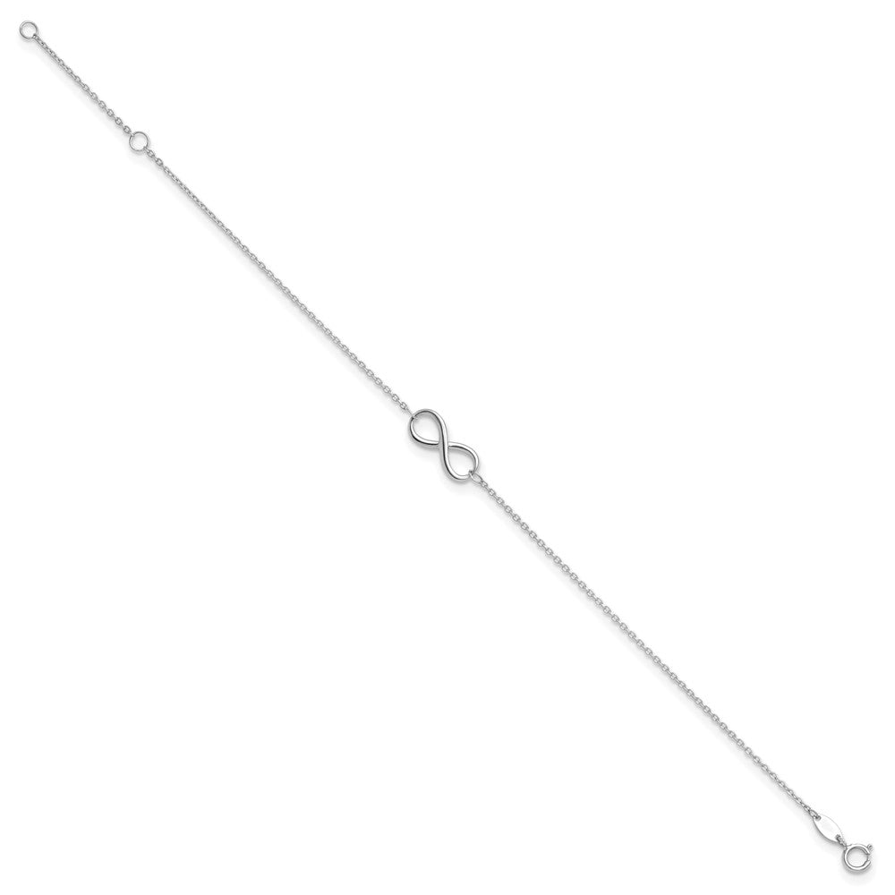 10K Weißgold Poliert Unendlichkeit mit 1 Zoll Verlängerung. Armband