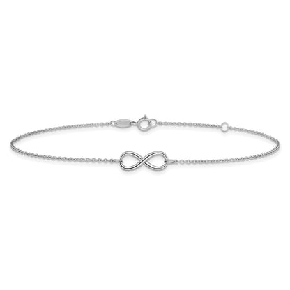 10K Weißgold Poliert Unendlichkeit mit 1 Zoll Verlängerung. Armband