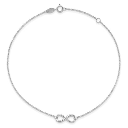 10K Weißgold Poliert Unendlichkeit mit 1 Zoll Verlängerung. Armband