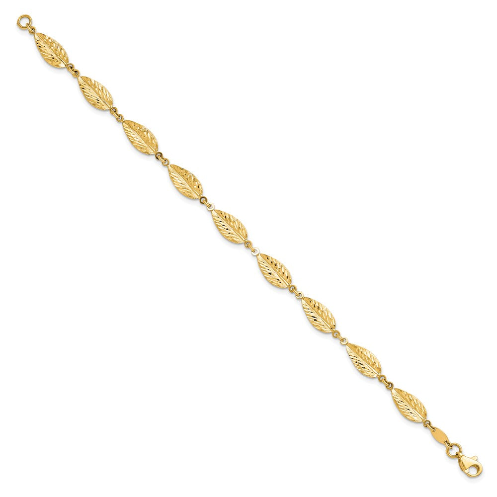 10K Gelbgold Poliert Blatt Gliederarmband