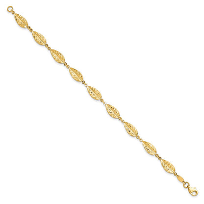 10K Gelbgold Poliert Blatt Gliederarmband