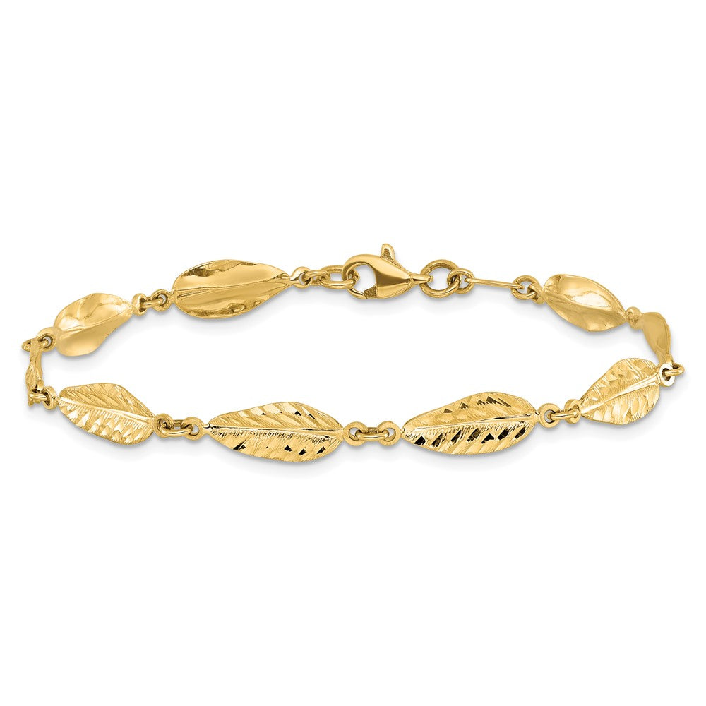 10K Gelbgold Poliert Blatt Gliederarmband