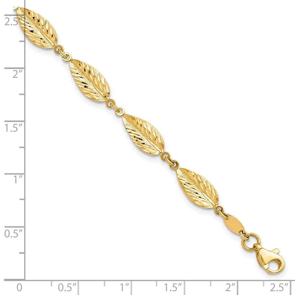 10K Gelbgold Poliert Blatt Gliederarmband