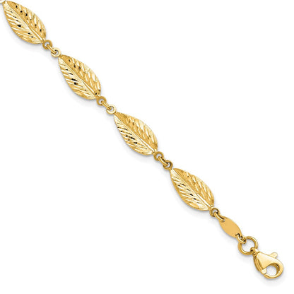 10K Gelbgold Poliert Blatt Gliederarmband