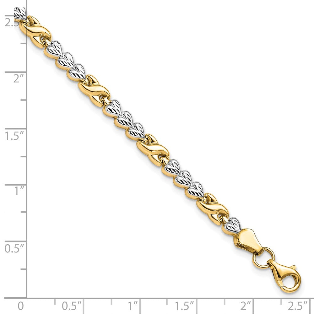 10K Gelb Rhodium Diamantiert Unendlichkeit und Herz Gliederarmband