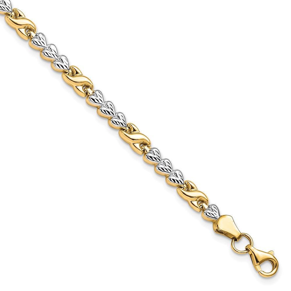 10K Gelb Rhodium Diamantiert Unendlichkeit und Herz Gliederarmband